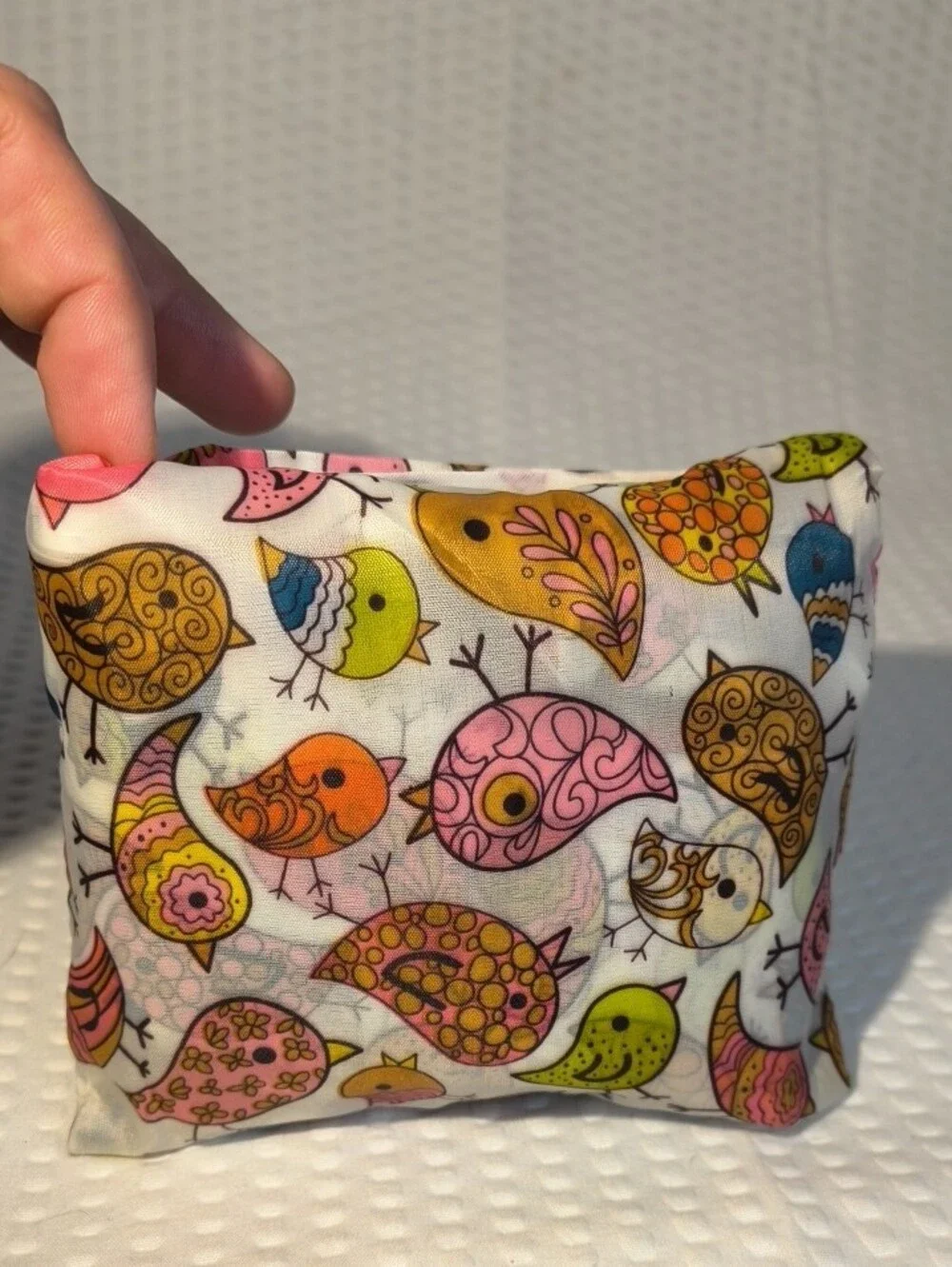 Stylish Multicolor Bird-Print Women's  Tote Bag Foldable